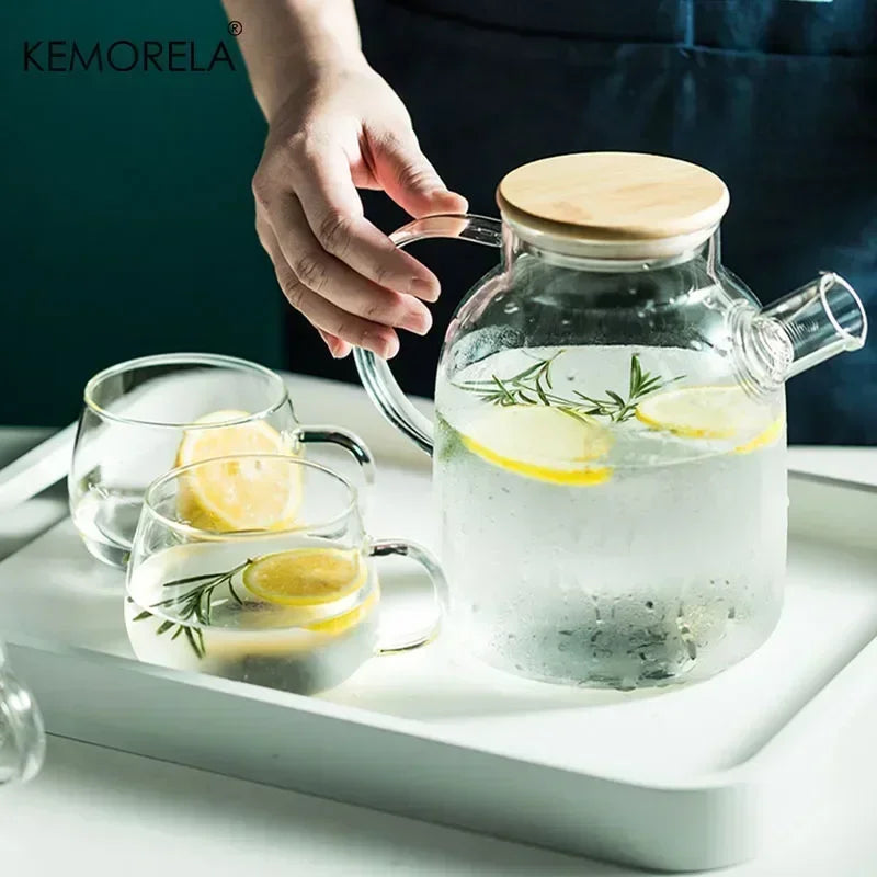 1.8L Transparent Borosilicate Glass Teapot – Heat-Resistant Large Clear Tea Pot for Puer, Flower Tea, Office & Home