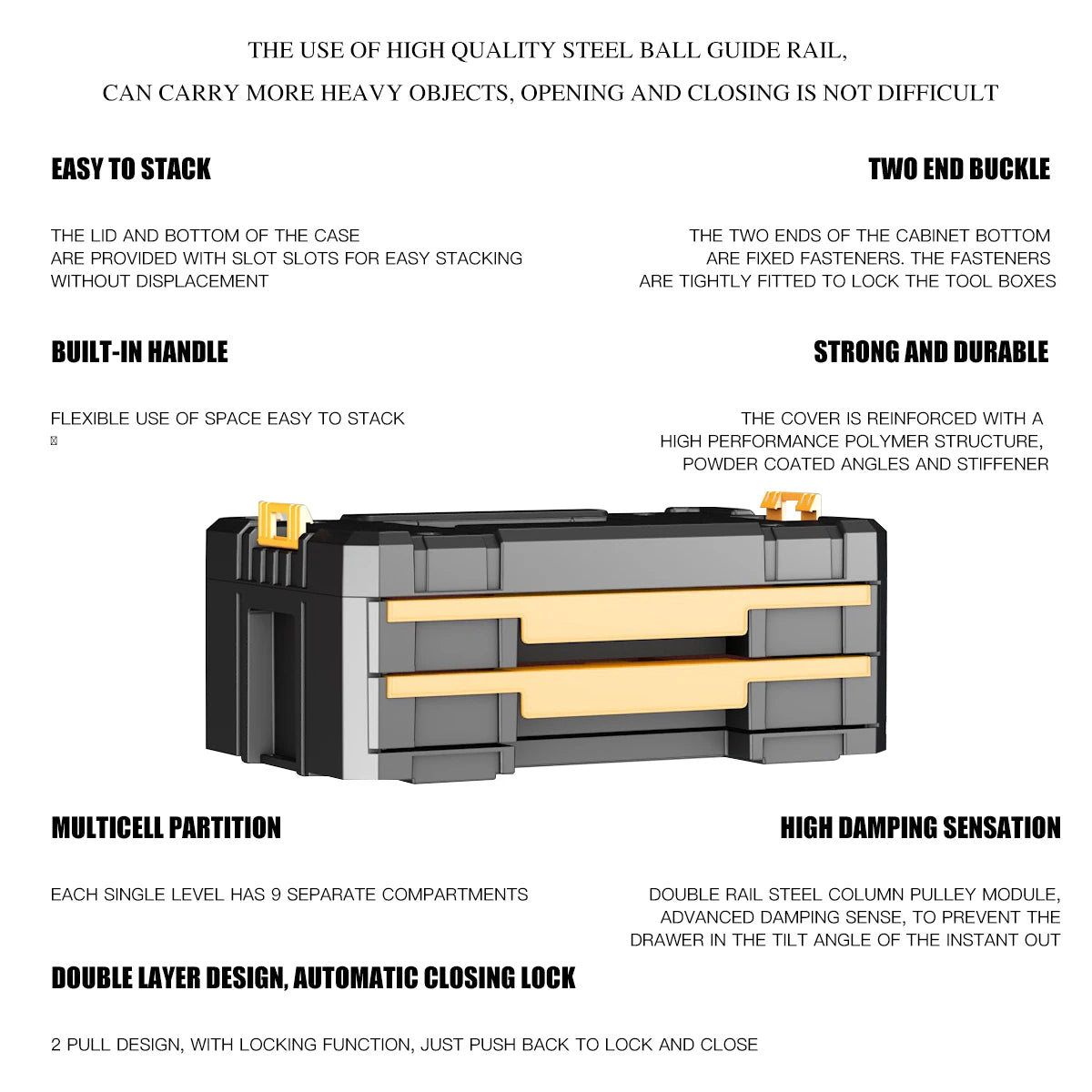 AIRAJ Stackable Modular Toolbox Set — Portable Combo ToolBox with Wheels for Space-Saving Storage & Easy Mobility