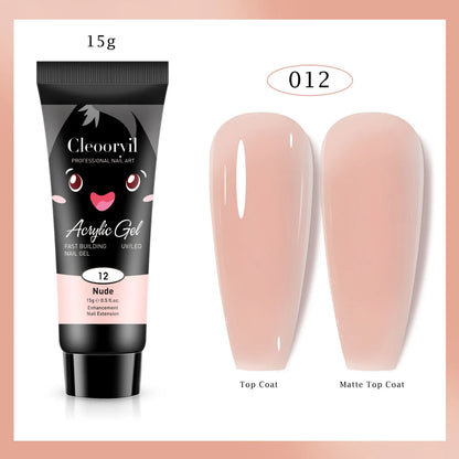 15ml Solid Nail Extension Gel – Poly Acrylic Crystal Gel in Naked Color, UV/LED Quick Build & Nail Extension Polish