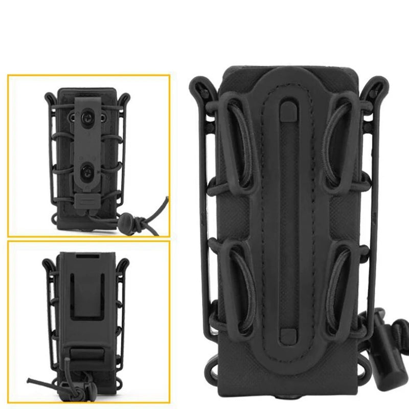 Tactical 9mm Single Magazine Pouch – MOLLE Clip, Quick Release FastMag Holder for P226, Glock 17/19, Beretta M9/PX4, Hunting Gear
