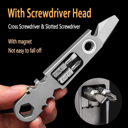 Titanium Alloy Multifunction EDC Tool – Wrench, Pry Bar, Bottle Opener & Screwdriver for Outdoor Use