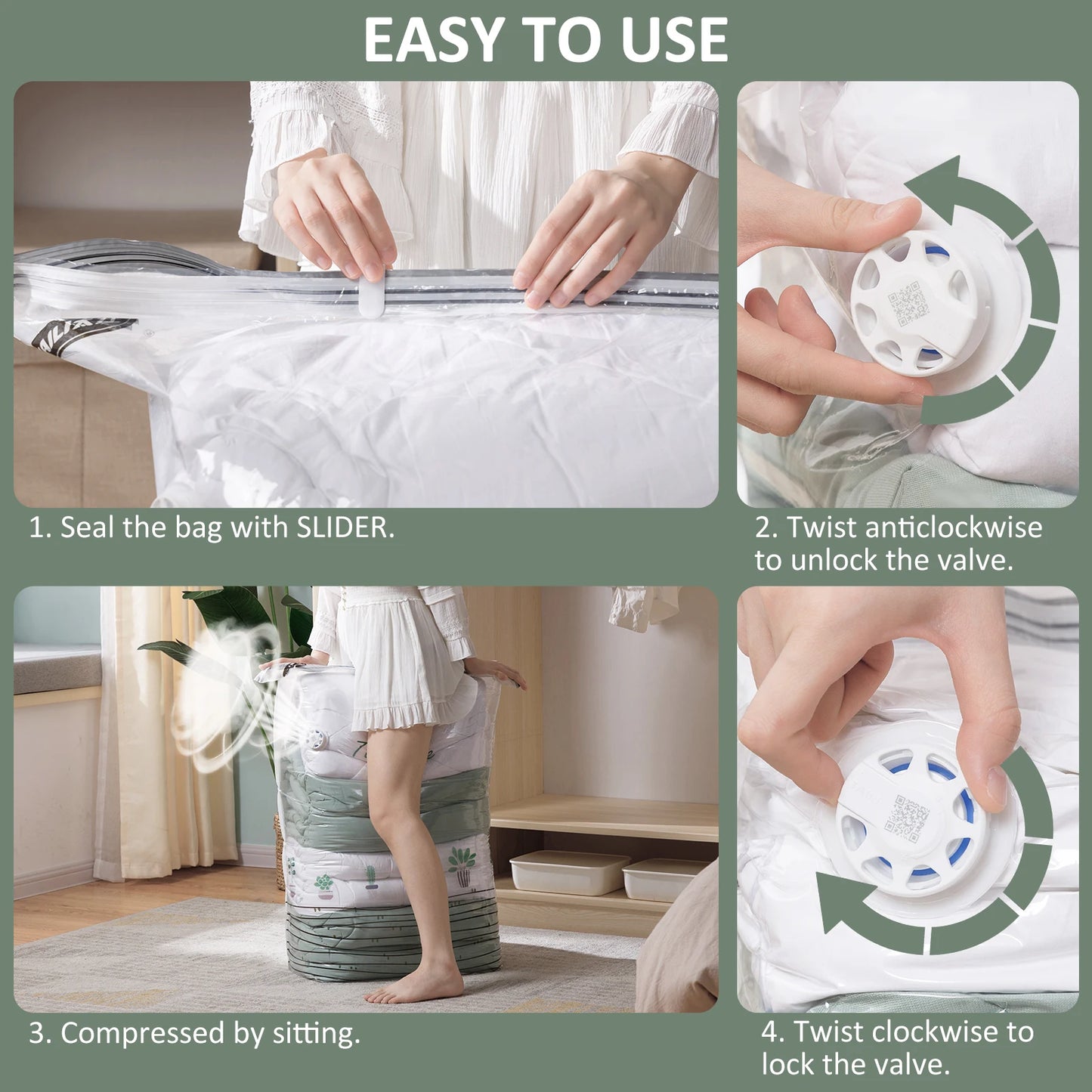 TAILI Large Cubic Vacuum Storage Bags – Plastic Compression Bags for Clothes, Blankets & Travel Packing