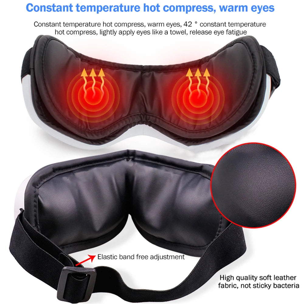 6D Smart Eye Massager — Vibration & Hot Airbag Compress, Bluetooth Music Eye Massage Glasses for Relaxation & Fatigue Relief