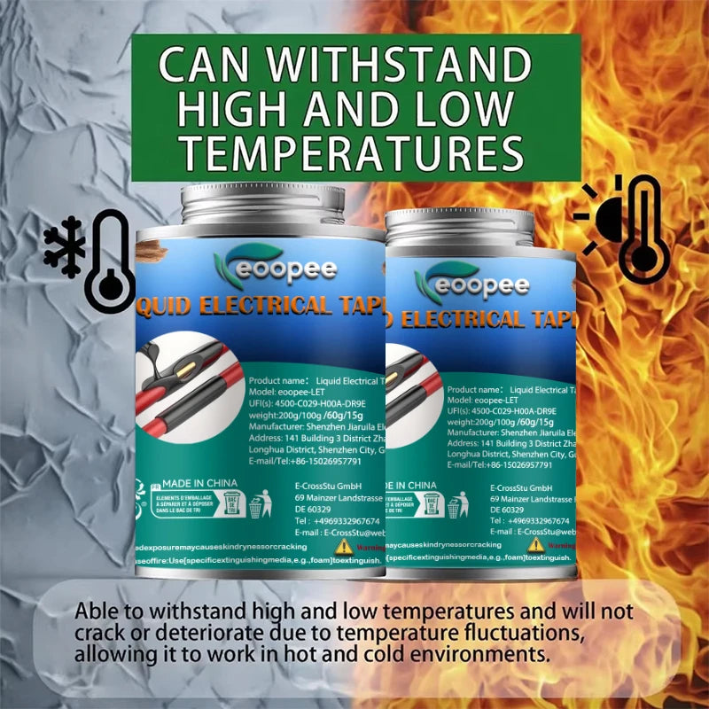 Liquid Waterproof Electrical Tape - Quick-Drying Black Epoxy Sealant Glue for Wire and Cable Insulation and Home Repairs