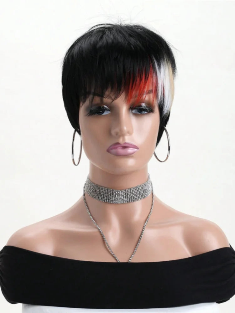 26-Inch Kinky Straight Headband Wig – Glueless Human Hair, Machine-Made Synthetic Wig for Women