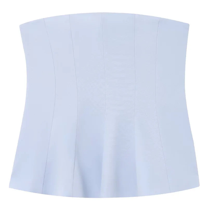 HXAO Women’s Summer 2025 Corset Tube Top – Ruffled Bustier Vest, Sleeveless Backless Tank in White, Pink, Blue, Yellow & Black