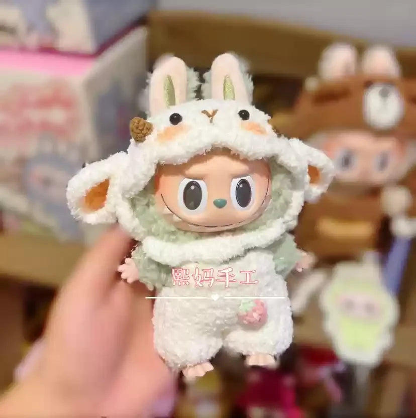 Labubu 17cm Heartbeat Macaron Monkey Toy – Stand-Up Dress-Up Jacket & Pants Suit