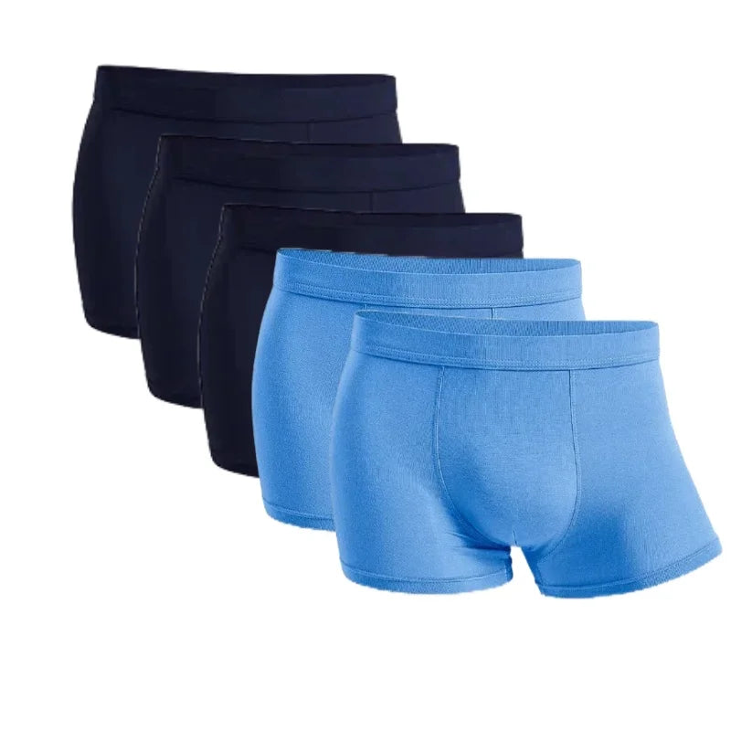 5-Pack Bamboo Men’s Boxers Underwear Plus Size XL–6XL, Breathable Gym Shorts Style Soft Black Underpants Gift Set