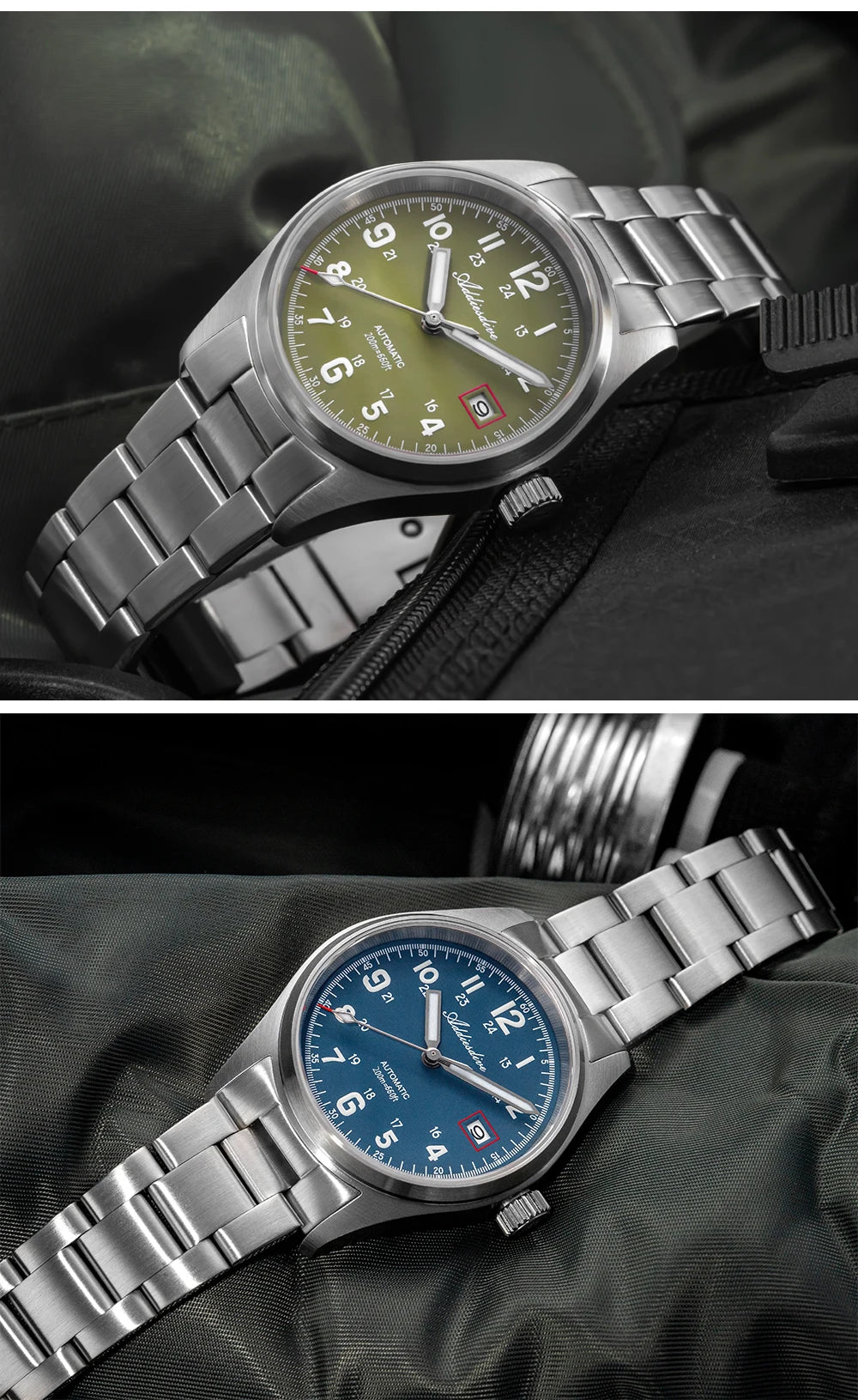 ADDIESDIVE AD2070 Men’s Automatic Mechanical Watch – Sapphire Crystal, 20Bar Waterproof, Super Luminous Stainless Steel