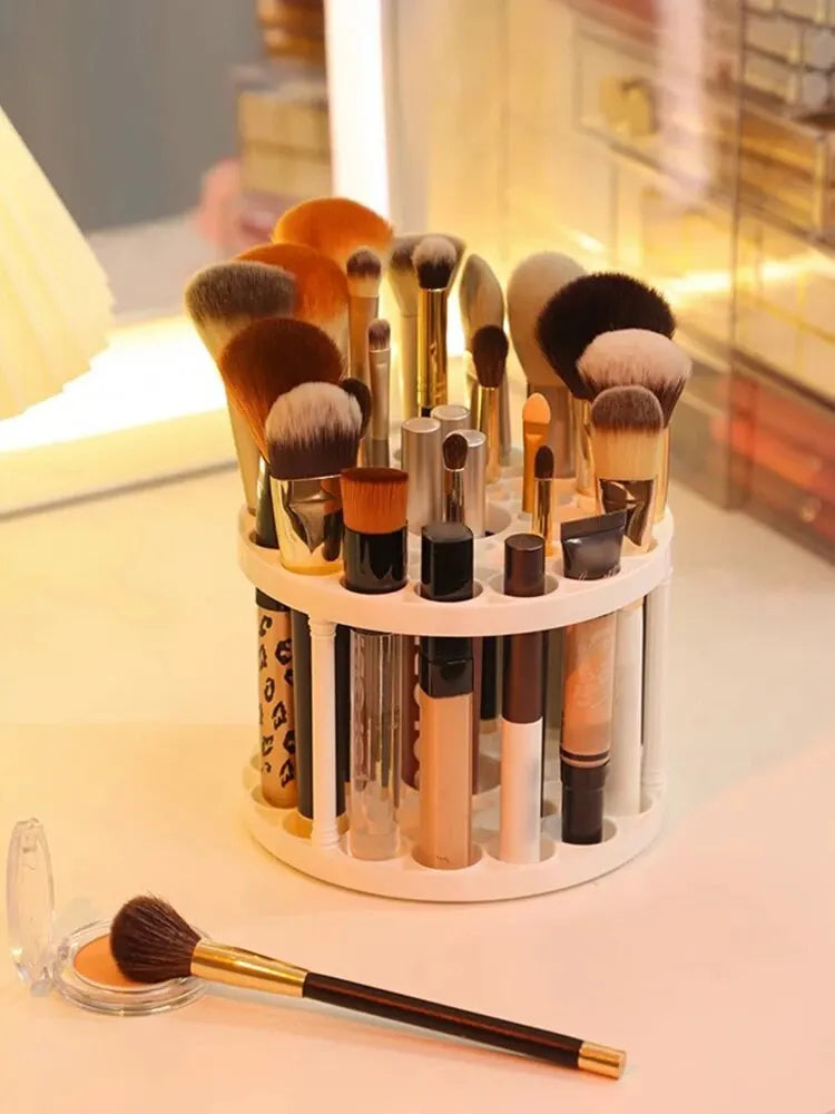 Makeup Brush Storage Rack - Desktop Cosmetics Organizer for Lipstick, Brushes, and Dressing Table