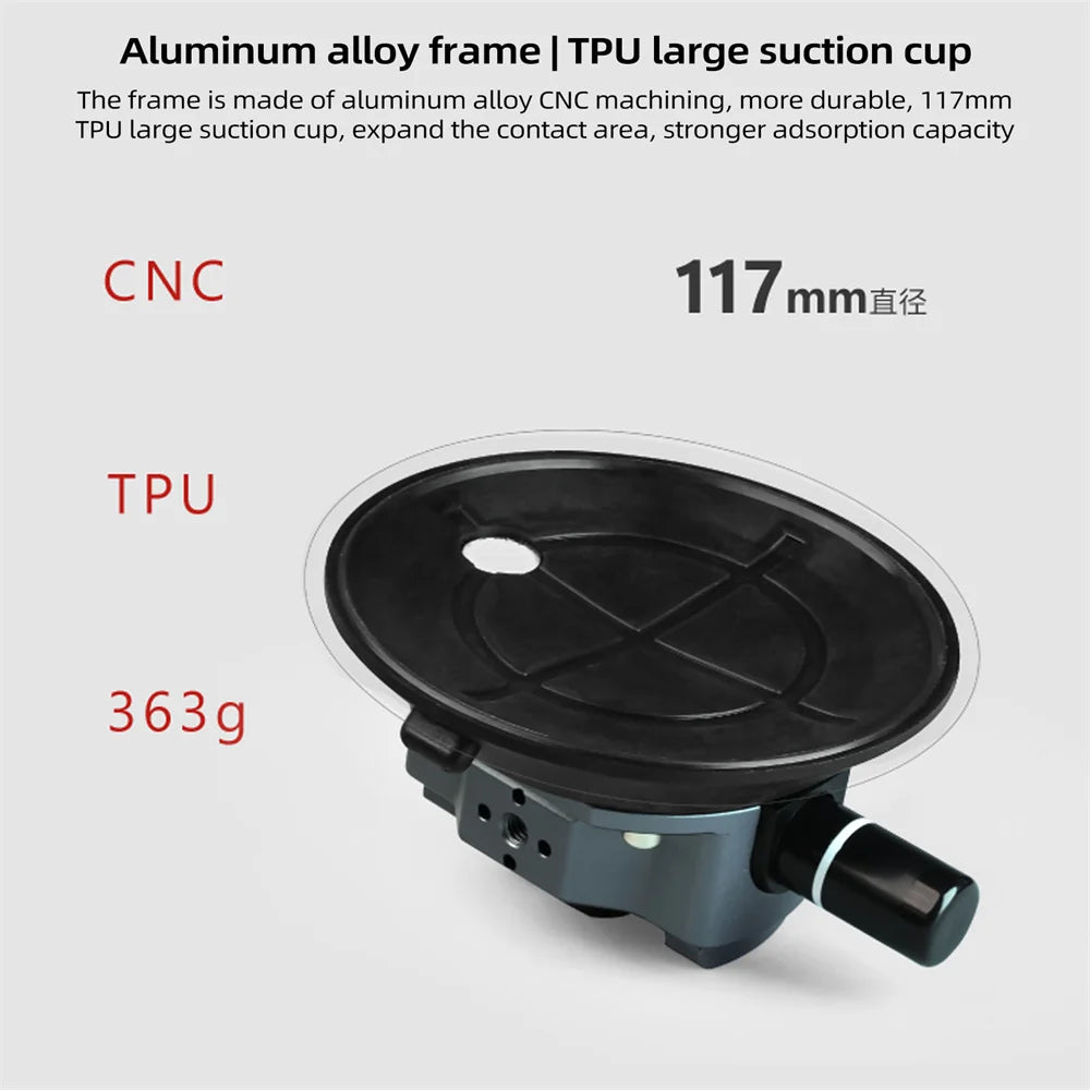 Hand Pump Suction Cup Camera Mount – 360° Adjustable Holder with NATO Clamp for GoPro, Insta360, DSLR & Action Cameras (1/4" & 3/8")