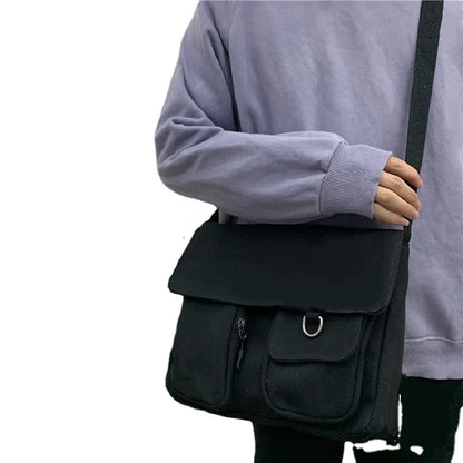 Women’s Casual Canvas Messenger Bag – Simple Printed Shoulder Satchel for School & Everyday Use