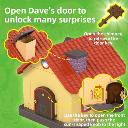 Plants vs Zombies Dave's Surprise House Toy Set – Collectible Figures with Interactive Play Features for Kids Gift