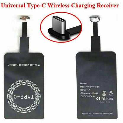 Type-C Wireless Charging Receiver Patch – Universal Android Fast Charging Adapter for Mobile Phones, Slim USB-C Receiver Sticker