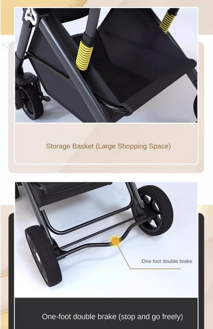 Lightweight Two-Way Baby Stroller — High Landscape, Spine Protection, 4-Wheel Newborn Push Trolley