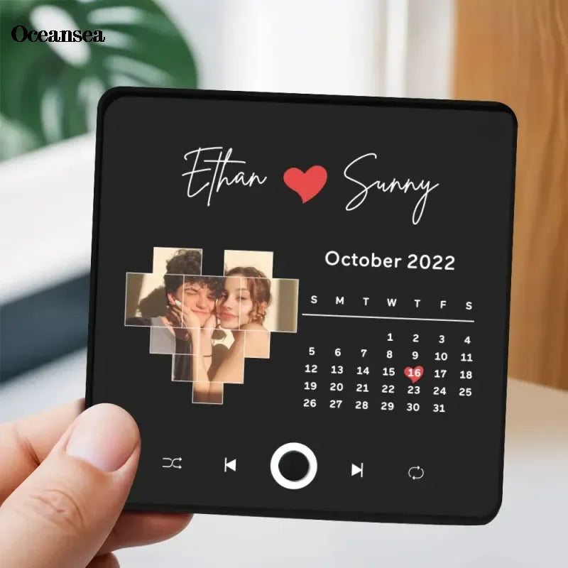 Personalized 7-Piece Photo Fridge Magnets - Custom Music Frame Refrigerator Decor & Christmas Gift