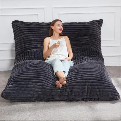 OTAUTAU Faux Fur Bean Bag Cover - 140x180cm Soft Plush Pillowsac No Filler
