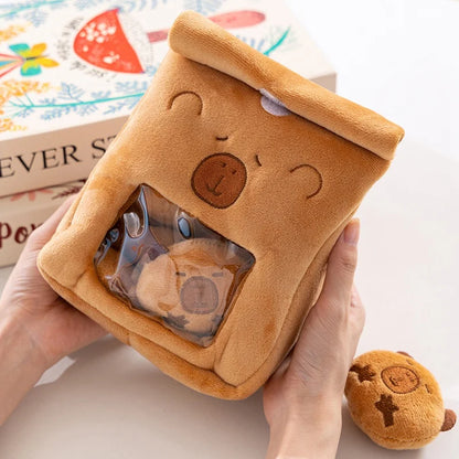Cartoon Capybara Plush Snack Bag – Adorable Stuffed Capibara Doll Toy Creative Pudding Bag Kawaii Gift for Kids