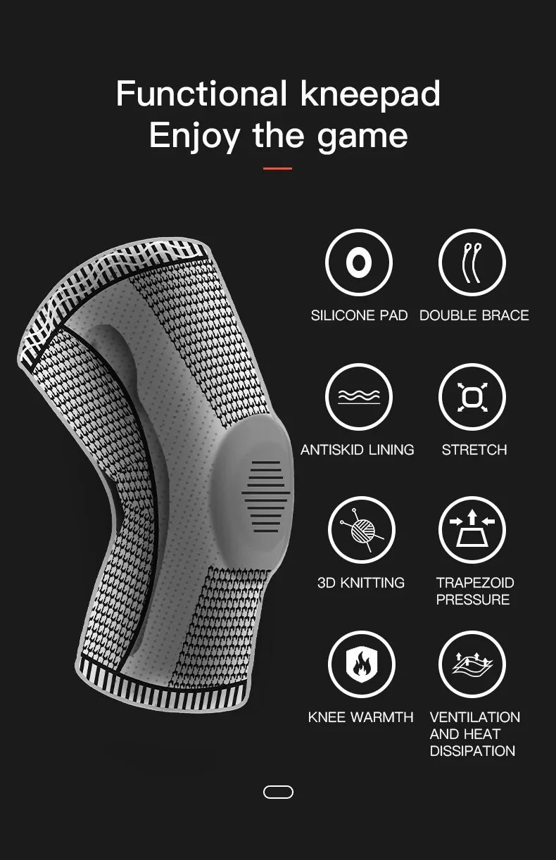 Silicone Knee Brace Compression Sleeve – Patella Support Knee Pads for Running & Sports