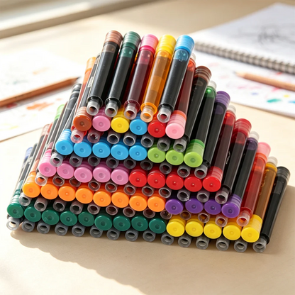 Colorful Fountain Pen Ink Cartridges - 12-60PCS 3.4mm Ink Sac Refills for Drawing, School & Office Writing Supplies