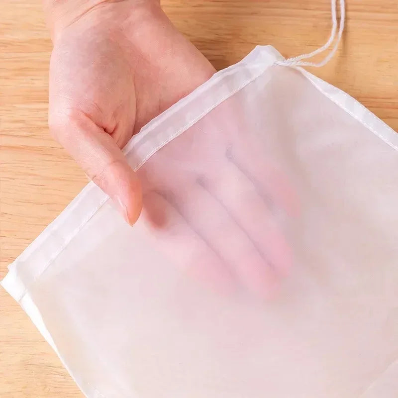5Pcs Reusable Nut Milk Bag Set - Unbleached Nylon Cheesecloth Strainers, Fine Mesh Food Filter for Cheese, Yogurt, and Kitchen Use
