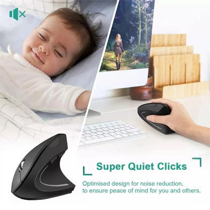 Vertical Mouse Ergonomic Wireless Optical Mice - 2.4GHz, 3 Adjustable DPI, 6 Buttons for Laptop PC Desktop