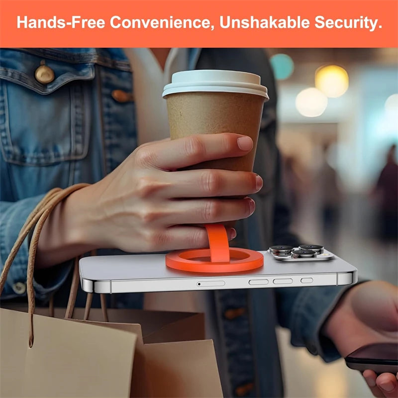 Magnetic Liquid Silicone Phone Finger Strap – Hands-Free MagSafe Grip and Stand for iPhone 17 and 16 Series