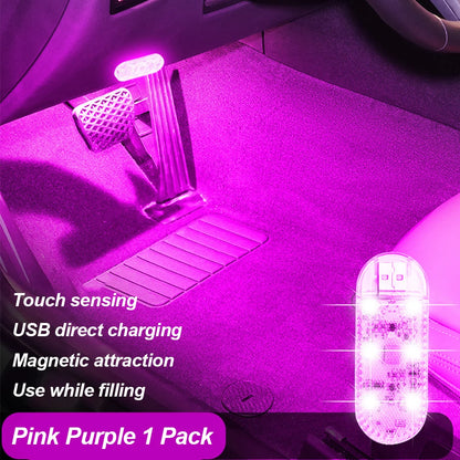 LED Car Mini Touch Light - USB Rechargeable Portable Roof Ceiling Reading & Ambient Lamp for Auto Interior Decoration