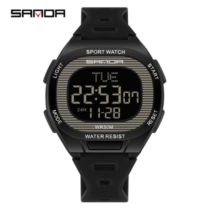 SANDA 2195 Square Digital Watch - Multifunction Waterproof LED Sports Wristwatch for Students