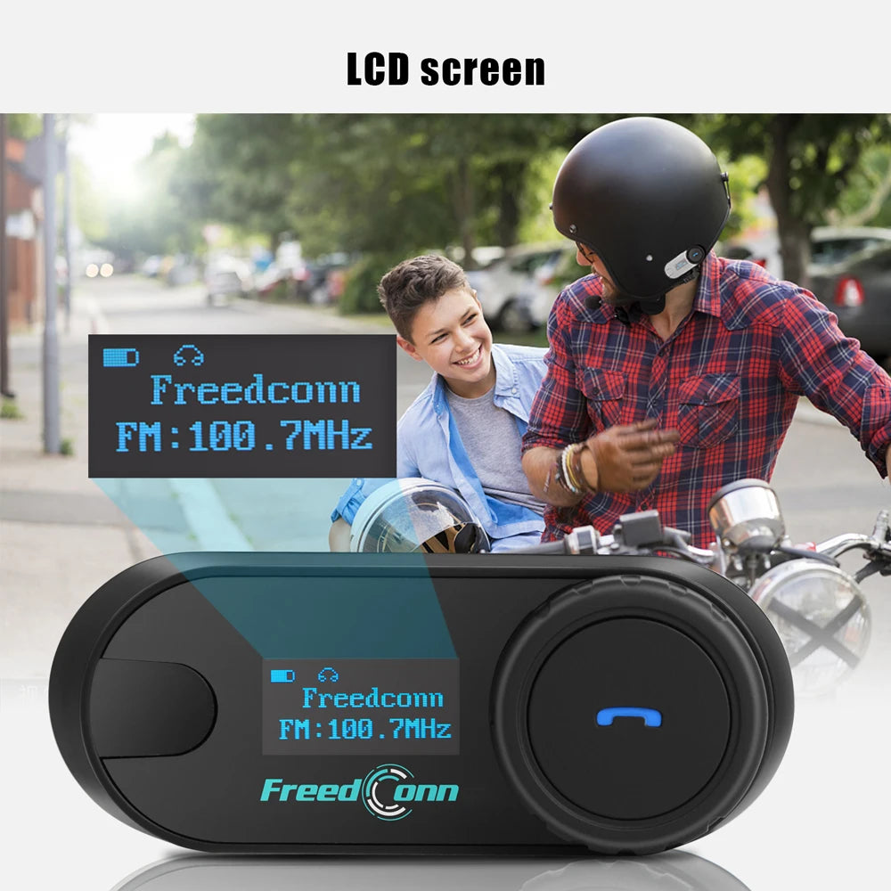 Freedconn T Com SC Bluetooth Motorcycle Intercom – Helmet Headset, Wireless Communication, BT 5.0, Music Share, 6 Riders, FM