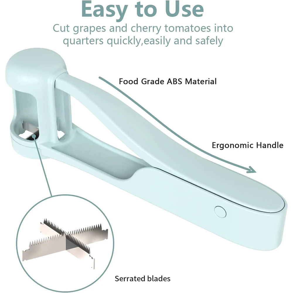 Grape Cutter Slicer for Toddlers - One Second Fruit Quarter Slicer for Grapes Cherry Tomatoes Strawberries Kitchen Safety Gadget