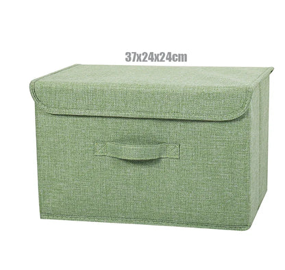 Washable Cotton Linen Folding Storage Box – CD, Toy & Laundry Organizer with Lid