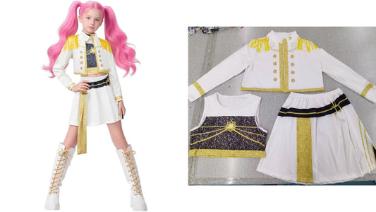 Girls Zoey Rumi Cosplay Costume – Kids Mira Outfit for Stage Performance, Halloween & Animated Movie Dress-Up