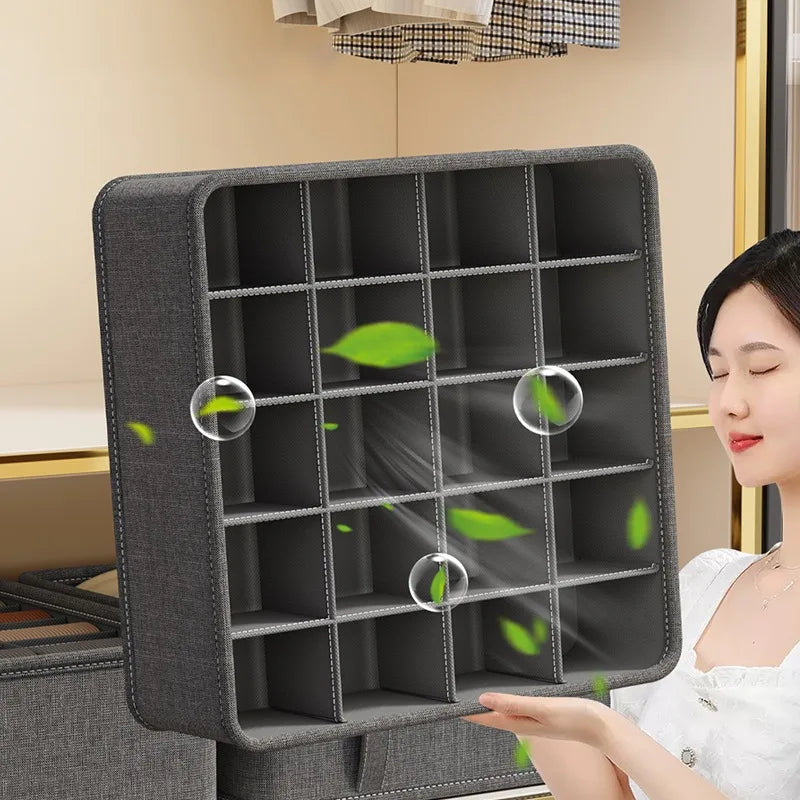 Underwear & Socks Cabinet Drawer Organizer – Wardrobe Storage Box for Clothes, Ties, Pants & Bras