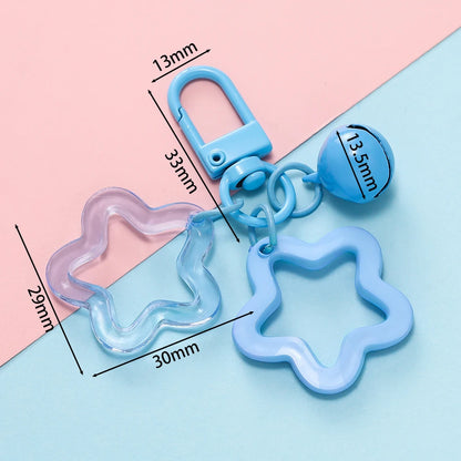 Hollow Star Bell Charm Keychain - Colorful Acrylic Bead Pendant for Bags, Lanyards & Jewelry Making Accessories