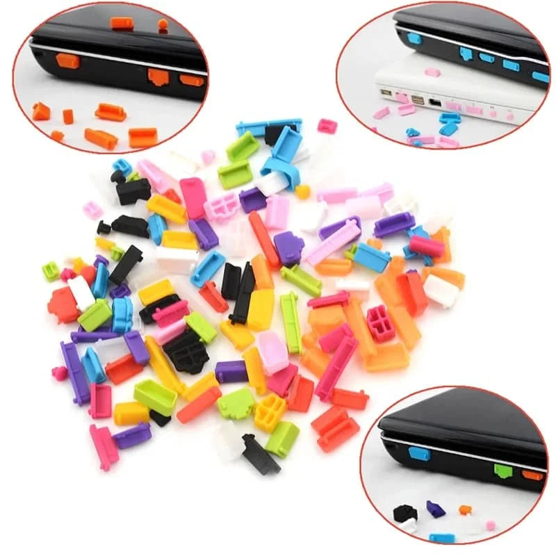 16-Piece Universal Silicone Port Plugs - Anti-Dust USB & Laptop Computer Port Protectors