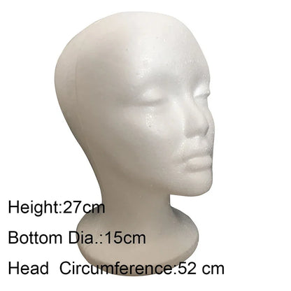 Female & Male Foam Mannequin Head — White Styrofoam Display Stand for Hats, Wigs, Glasses & Accessories