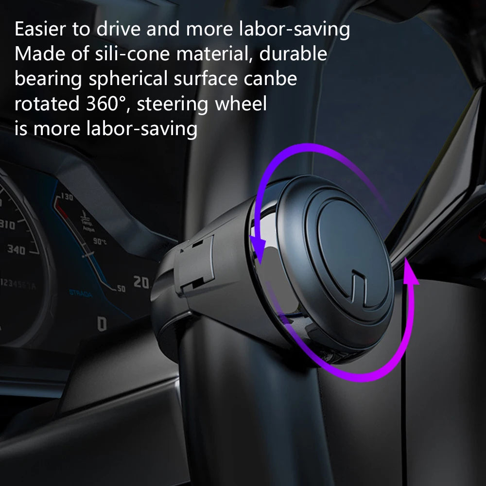 360 Degree Rotation Steering Wheel Booster Spinner Knob - Metal Bearing Power Handle with Ball-Shaped Design