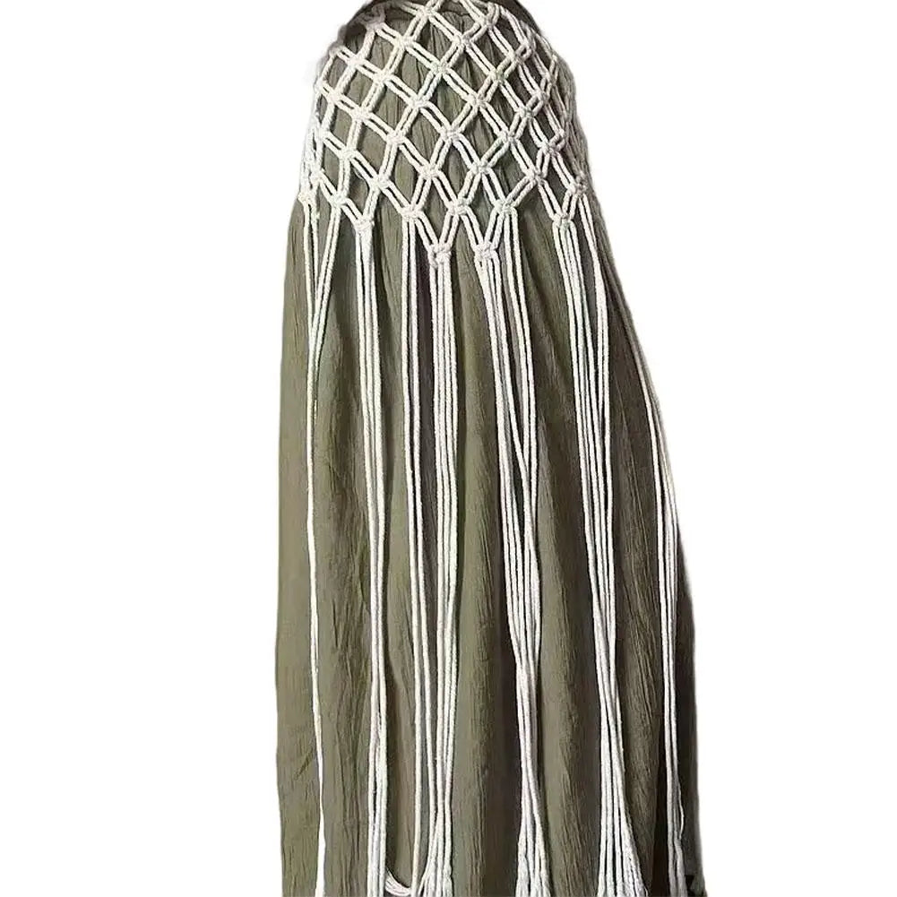 Boho Macrame Waist Belt - Handwoven Tassel Fringe Belt for Dresses & Festivals