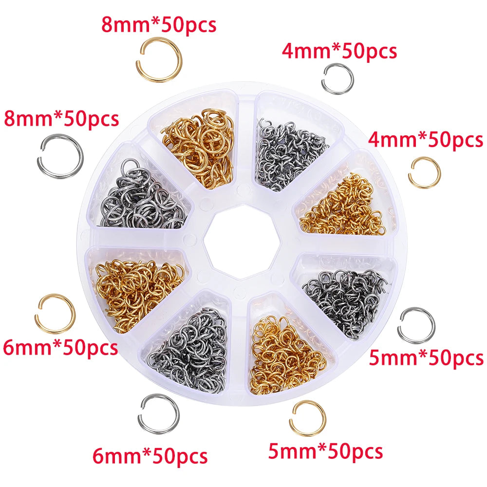 210-400Pcs Jewelry Making Kit - Lobster Clasps Jump Rings Crimp Beads Findings for DIY Bracelets & Necklaces