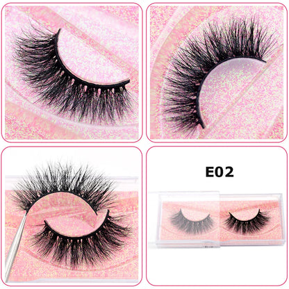 3D Real Mink False Eyelashes – Thick Handmade Strip Lashes with Glitter Packing for Makeup Beauty D101