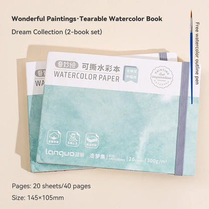 100% Cotton Mini Watercolor Paper Book – 300gsm Tearable Sketchbook Journal for Drawing & Painting