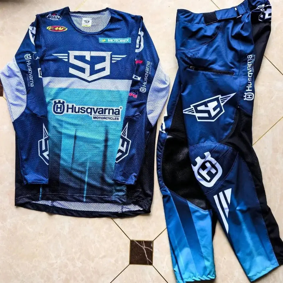 2025 Husqvarna Moto Gear Set – Black Off-Road Motocross Jersey & Pants Combo for MX Riding