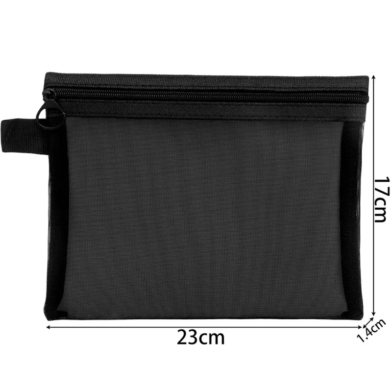 1/3pcs Mesh Clear Cosmetic Bags — Small & Large Black Makeup Travel Organizer Pouches for Toiletries & Lipstick Storage