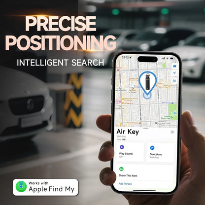 AirTag Key Holder - Built-In Tracker Keychain for 2–3 Keys, GPS Key Finder for Men & Women (iOS Only)