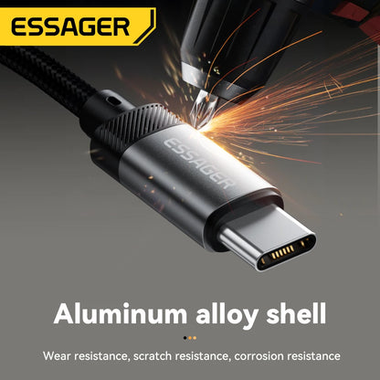 Essager 2-in-1 Audio Adapter – Lightning & USB-C to 3.5mm Jack for iPhone, Xiaomi, OnePlus, OTG Aux Cable