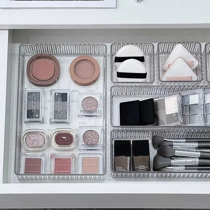 Unlimited Desk & Drawer Organizer Set – Clear Plastic Storage Boxes for Bathroom, Makeup & Kitchen