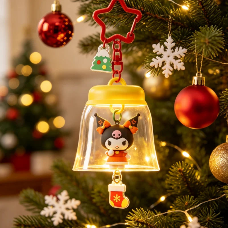 Sanrio HOLLY BOX Cartoon Light-Up Bell Ornament - Christmas Tree Decoration and Cute Bag Pendant