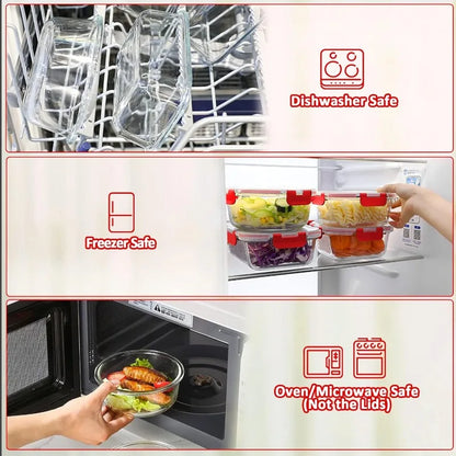 30-Piece Glass Food Storage Container Set — Airtight Meal Prep Containers with Upgraded Snap-Lock Lids, Oven Safe