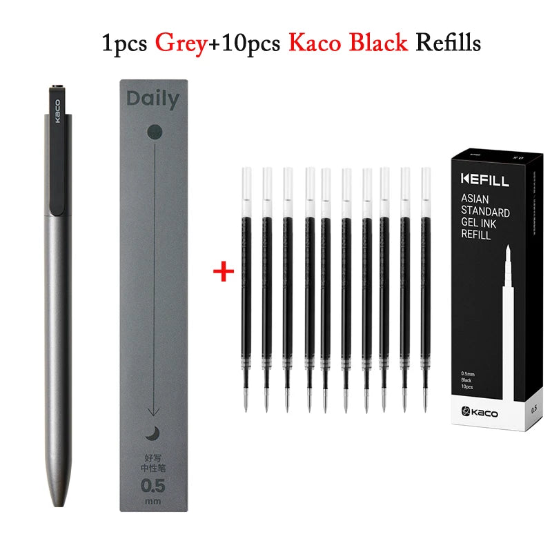 KACO Metal Clip Gel Pen - 0.5mm Black Ink Quick Dry Signature Pen with 800M Smooth Writing Capacity